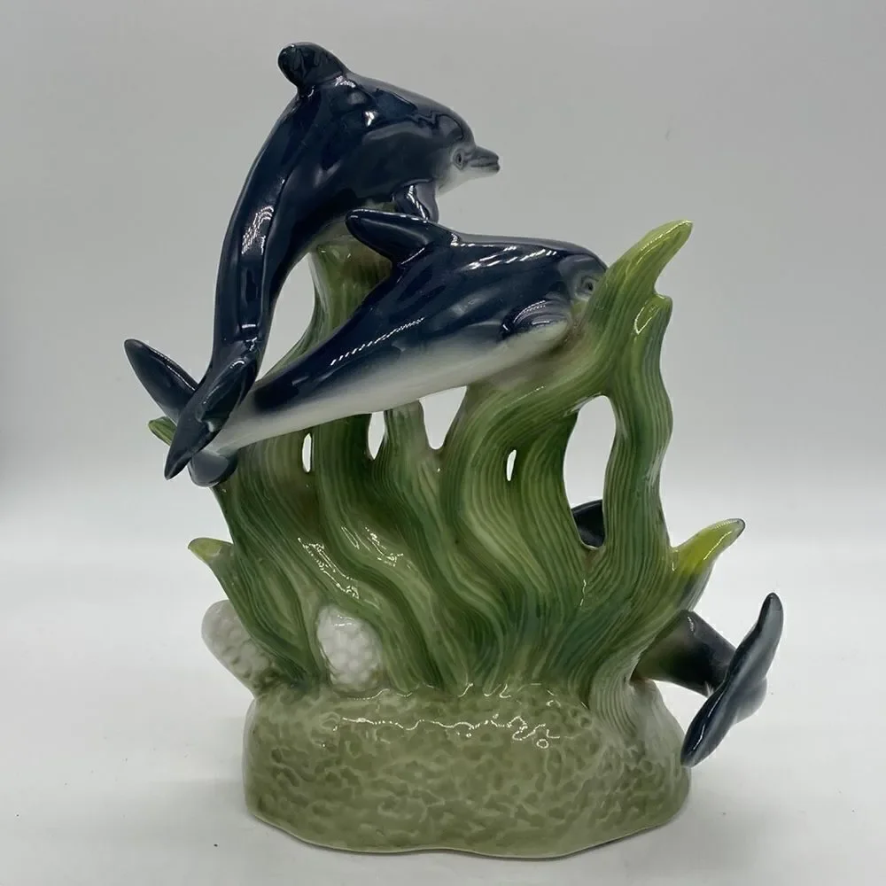 Vintage HETCO Ceramic Dolphin Figurine